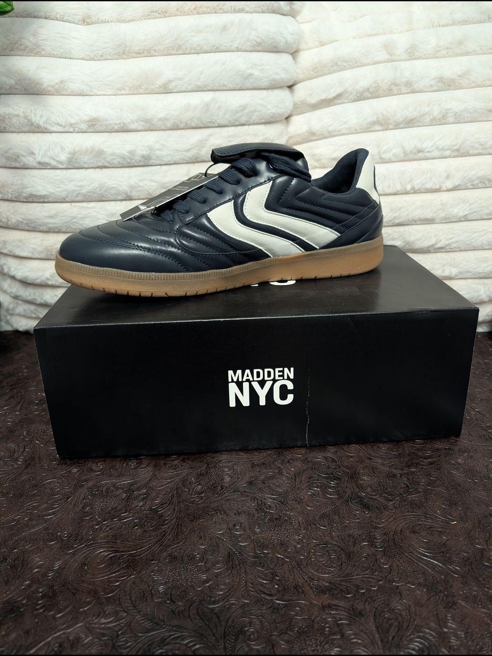 Madden NYC Men's Black & White Retro-Inspired Sneaker
